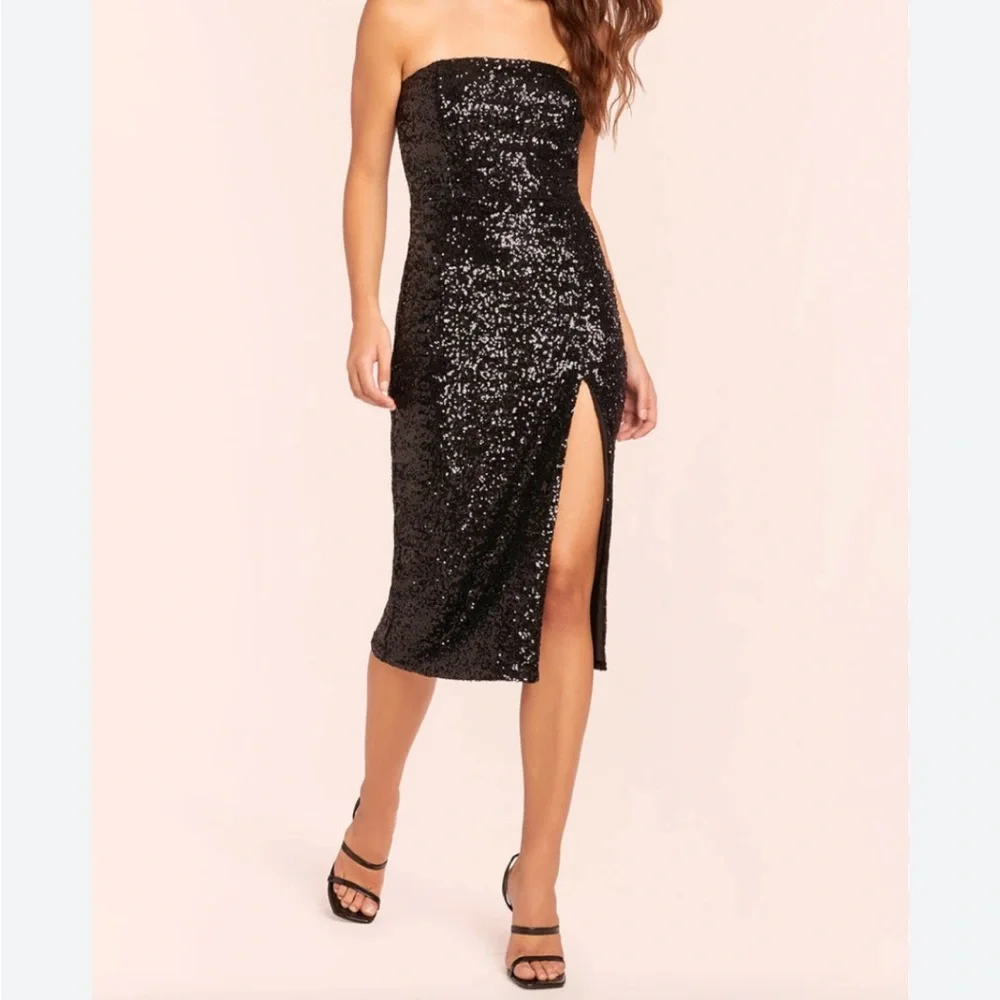 Amanda Uprichard Black Sequin Lizzy Dress - Picture 2 of 7